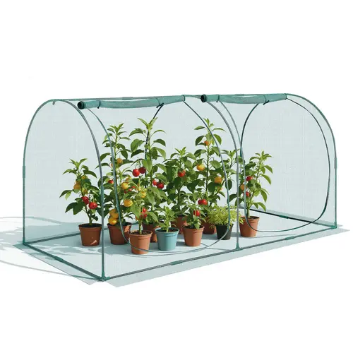 【toolupgrade】Heavy Duty Portable Outdoor Greenhouse, 8.1x3.9x3.9 ft Large Size Weather Resistant Crop Cage, Steel Tube Frame, Zippered Door, Tear-Resist Mesh, 97.99" Wide Space, Animal Proof, Portable for Garden Raised Beds, Stable, Assembly Required