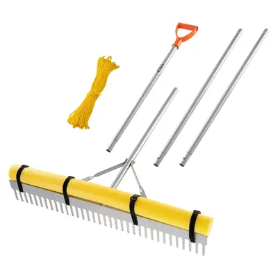 【fathersdaygift】VEVOR Landscape Rake,36 inch Wide Head 133 inch HandleLarge Heavy Duty Aluminum Landscaping Leaf Rake ToolAsphalt Level for Loosening SoilGarden & YardPond Gravel & Beach Lawn Care52ft Rope, Multi-Use