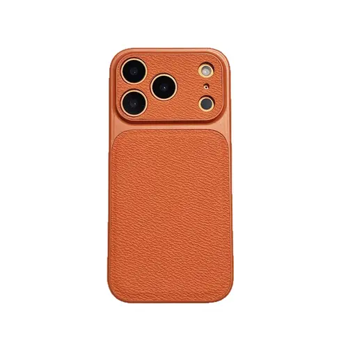Lychee Texture Leather Smartphone Casing - 2026 Full Coverage Large Window Mobile Phone Accessory for iPhone 17 Pro Max, 16, 15, 14, 13 with Enhanced Protection
