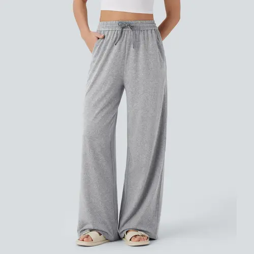 Halara High Waisted Drawstring Pocket Wide Leg Baggy Casual Pants