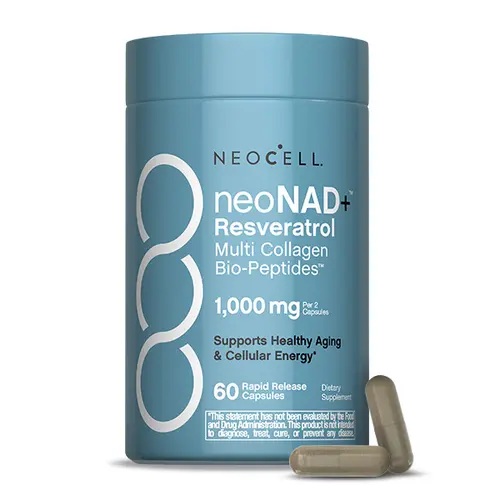 NeoCell NAD+ Resveratrol Capsules - With Multi Collagen Bio-Peptides - 60 Capsules - Supports Healthy Aging & Cellular Energy