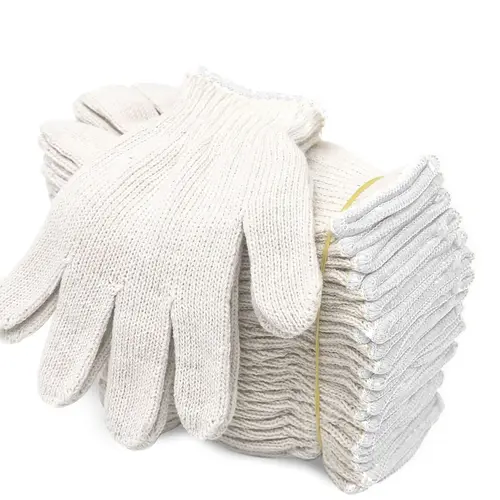 Evridwear Cotton-Polyester String Knit Shell Safety Work Gloves, Seamless 1-Size, PVC Grip, Cold Protection, Unisex 12-Pair Set for Industrial Construction, Gardening, S, Crew