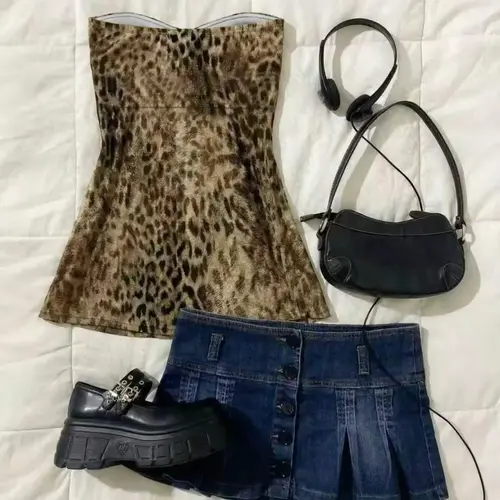 Women's New Leopard Print Ruched Cropped Sleeveless Vest, Women's Stretchy Party Wear, Perfect for Parties and Events