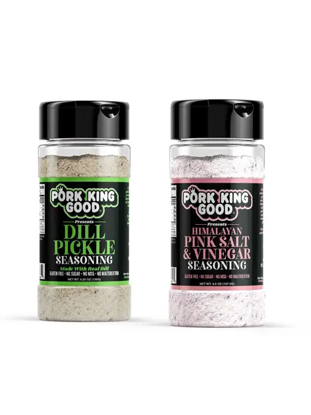 Pork King Good Pucker Up Pals Seasoning 2-Pack - Dill Pickle & Pink Salt & Vinegar - Zero Carb, Gluten Free, No MSG