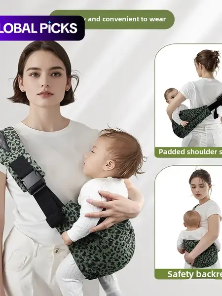 Adjustable Baby Carrier Strap, Upgraded Toddler Carrier Sling, Ergonomic Design, Comfortable Infant Wrap, Travel Friendly, 10-45 Lbs, Leopard Print