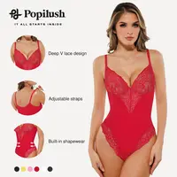 POPILUSH Lace Trimmed Bodysuit for Women, Tummy Control Shapewear Bodysuit Deep V Neck Lingerie with Adjustable Straps SohoChic