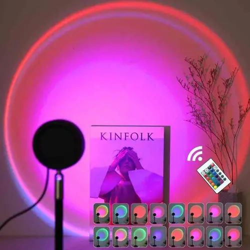 USB-Powered Sunset Projector Night Light,Fall Projector Light 180 Adjustable Mood, 4Modes,Remote Control RGB Ambient Night Light for Bedroom,Gaming Room, Live Streaming Photography & Parties  Home WallDecor Party Live Streaming