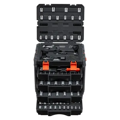 【toolupgrade】VEVOR Mechanics Tool Set, 230-Piece Mechanic Tool Kit, 1/4 in, 3/8 in, and 1/2 in Drive, SAE and Metric Socket Set, Wrenches, Screwdriver Bits, Accessories, and Storage Case, for Automotive Repair, Tool Kit Set, Tools For Mechanics