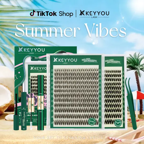 KEYYOU Flora Lash Kit | Kim & Kylie D curl | Spider Lash | Volume Boosting | Waterproof | Long-Lasting | DIY Extensions | 132PCS Cluster Lashes | Soft | Easy DIY At Home | Ultra Thin Band #sohochic