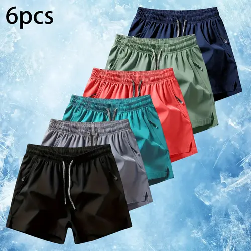 Men's Solid Fitted Quick-Dry Polyester-Elastane Fitness Trousers - Sporty Chic Cotton-Free Dry Men's Shorts, High-Stretch Athleisure Bottoms with Drawstring for Fitness