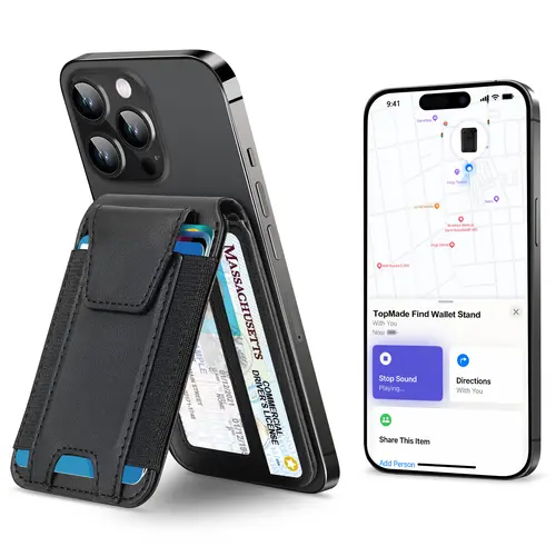 Magsafe Wallet, Works with Apple Find My(IOS only), Strongest Magnetic Wallet for iPhone 17/16/15/14/13/12 Series, Magnetic Card Holder with Adjustable Stand, 9 Cards Holder, Gifts for Boyfriend, Girlfriend, Mens, Males, Mother, Father,toolupgrade