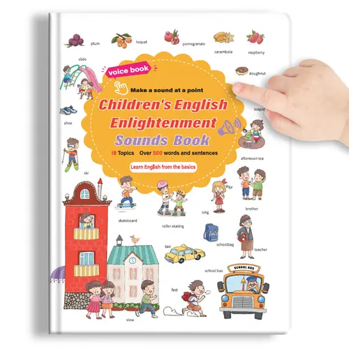 Kids' Unisex Interactive English Sound Book, Ages 1–6, Tap-to-Learn Educational Language Toy with 500+ Words & Simple Sentences, 18 Topics, Child-Safe Design for Early Learning