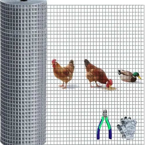 HMOLIKH Hardware Cloth 48x100ft Roll, 1/2in 19ga Strong Mesh Rust-Resistant Mesh, for Chicken Coop & Garden Enclosures, Soil Sifters, Built for Outdoor Weather Exposure, with Snips & Gloves for DIY Enthusiasts, Rabbit Fencing,toolupgrade