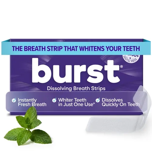 BURST Dissolving Breath Strips - 10 Fast-Dissolving Strips for Instant Bad Breath Relief - Vegan & Cruelty-Free Formula