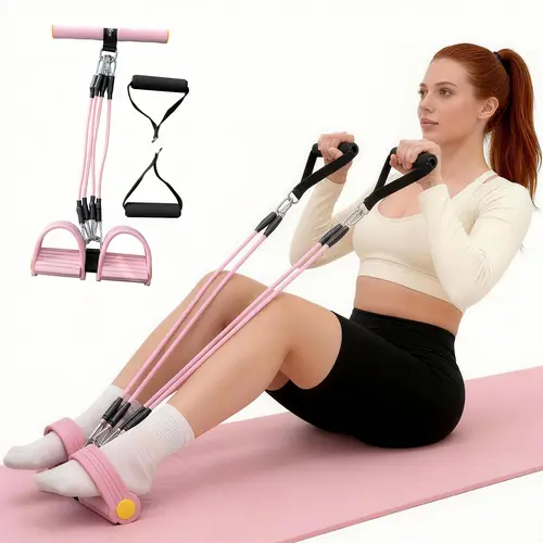 Relife Sports Upgraded Adjustable Elasticity Pedal Resistance Bands with Handles - Home Gym Trainer, Ab Crunch Trainer, Full Body Workout Tool, Yoga Pull Assist Elastic Ropes, Manual Tension Training Pedal