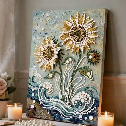 Pearl-Based DIY Painting Kit - Low-Thres., No Painting Needed, Stress-Relief Handmade by You Craft, 11.8in x 15.7in All Ages Parent-Child Activity Supply, Any Occasion Gift or Home Decor for Beginners
