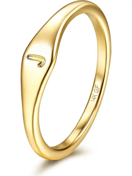 YADOCA 14 Karat Plated Gold Filled Initial Band Dainty Stacking Rings, Thin Letter Signet, Non Tarnish Gold Jewelry, Women's Pinky/Thumb Accessories, Sizes 6 10, Gifts for Girlfriend, Rings For Women