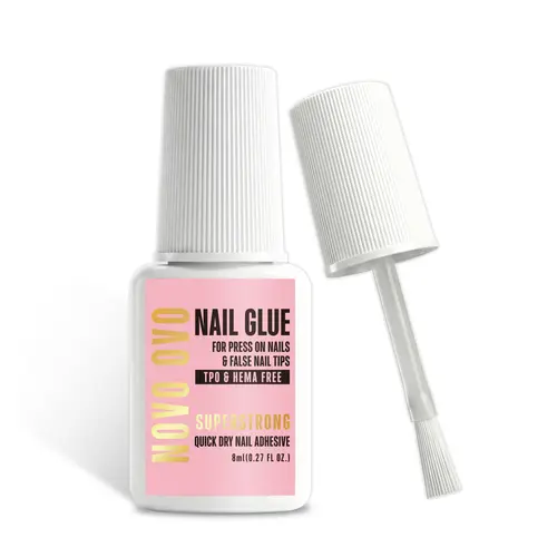 NOVO OVO Super Strong Nail Glue - 8ml (0.27 fl oz) TPO & HEMA-Free Brush-On Adhesive, Quick-Dry Long-Lasting Bond for Press-Ons, Acrylics & Broken Nails (Salon-Effect),sohochic