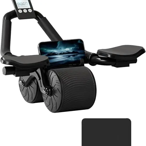 Summerwins Unisex Ab Roller Wheel - Workout Equipment, Gym Stuff, Home Gym Gear, Core Muscle Training, Smart Rebound Dual-Wheel, Digital Timer, Phone Holder, Eco-Friendly Build, Total Body Fitness Tool