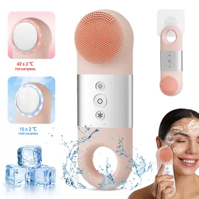 7-in-1 Ice Cold LED Facial Cleansing Brush, Facial Beauty Instrument, Cold & Hot Vibrating Face Massager with Deep Pore Cleaning, IPX7 Waterproof Cleaner Brush Skin Care Devices, Blackhead Removal Solutions,sohochic