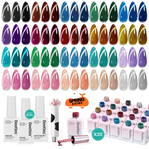 【Exclusive to TikTok】Beetles Cat Eye Gel Polish Manicure Box - 8ml Large Volume Soak Off UV LED Gel Nail Magnetic Shine Soak Off UV French Nail Art Salon DIY Manicure Gift for Women mothersdaygift Spring Nail Summer Nail Vacation Nail #backtoschool
