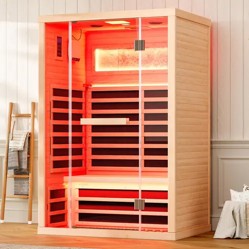 AMERLIFE Indoor/Outdoor Infrared Sauna for 1/2/4 Person, Low EMF 930W/110V&1463W/110V&2145W/110V Hemlock Wood Sauna with Tourmaline Foot Warmer, 7-Color Light Therapy, Salt Crystal Bricks, Easy Assembly[tiktokshopbacktoschool][SohoChic]