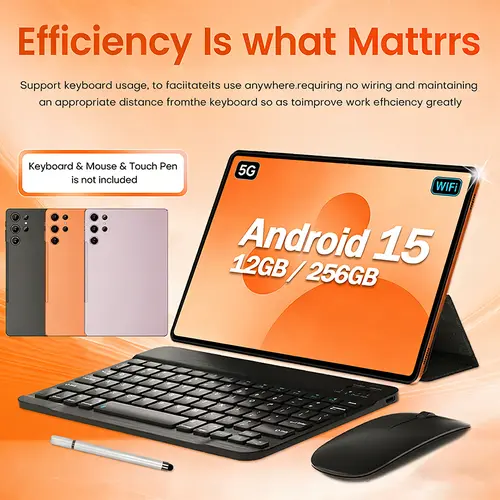 W&O 2026 Touchscreen Android 15 Tablet - 11-in HD Display, 12GB(6+6) RAM+256GB Expandable Storage, 10000mAh Battery, 5G WiFi, Tools and Gadgets, Cool Gadgets with Keyboard Support, Mouse, Case, Stylus Support, Dual Camera, Ideal for School, Work,sohochic