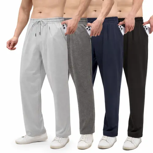 AMZPURE Men's 4-Pack Baggy Sweatpants - Oversized, Casual, Comfy, Loose Lounge Fit, Drawstring, Pockets, Sporty Chic for Workout & Lounge, Black, Light Gray, Dark Gray, Navy,sohochic