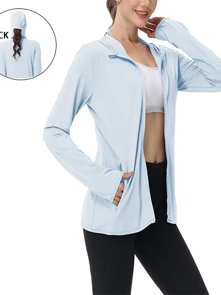 Women's Lightweight Long-Sleeved Sunscreen Hoodie Jacket - Stylish, Full-Range Large Elastic, Breathable, Cool - Suitable for Hiking, Fishing - Multiple Color Options, Style