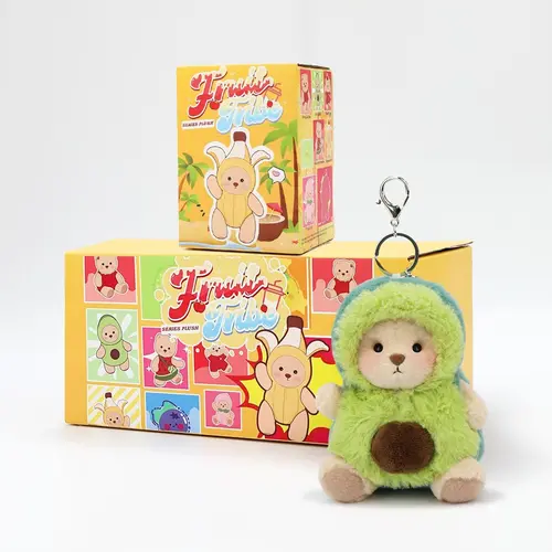 Getahug Fruit Tribe Series Mini Bear Blindbox Single Box - 5.9in Cute Stuffed Toy, Bright Fruit-Theme Home Decor, Plush Pendant Bag Charm, Cool Keychains, Summer Kids Gift for Colorful Outfits