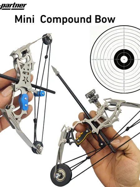Sport-Partner Mini Ambidextrous Design Stainless Steel Compound Bow and Arrow Set - Unisex Sports Equipment with Smooth Draw, Archery Target Practice Boy Gifts for Teens & Adults, Stress Relief Toy,sohochic
