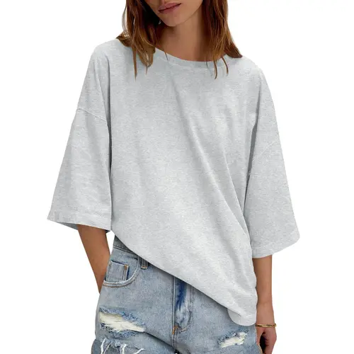 Imily Bela Womens 2026 New Summer Style Oversized Half Sleeve T Shirts Casual Crew Neck Tunic Tops Loose Fit Boxy Basic Tees