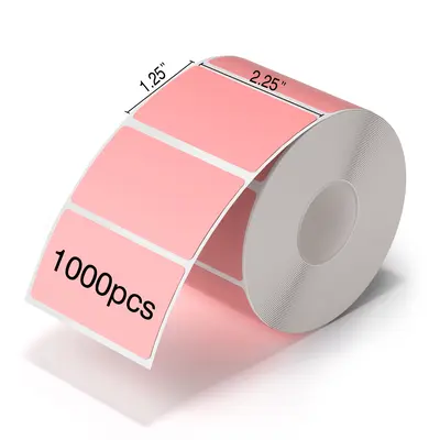 JADENS 2.25 inches x 1.25 inches Perforated Easy-Tear Direct Thermal Stickers, 1” Core, 1000/Roll Self-Adhesive Labels for Phomemo Label Printer, Business Office Supplies for Businesses, Direct Thermal Sticker, Thermal Printing Labels