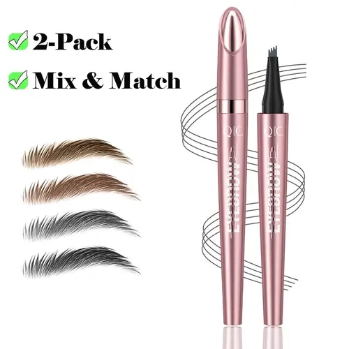 2-Pack Micro-Fork Eyebrow Pencils, Waterproof Cosmetic Brow Grooming Tool, Long-Lasting Smudge-Proof Pen for Natural Hair-Like Strokes & Soft Glam Daily Makeup, Brow Grooming Eyebrow Pencils, 2-In-1 Brow Pen Eyebrow Pencils.#sohochic