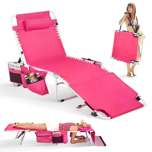 VINGLI Oversized Tanning Chair with Face Hole & Carrying Bag, Beach Lounge Chair Outdoor for Adults, Folding Lounge Chair for Sun Tanning, Laying Out Chairs for Tanning Lounger Outside, 475lbs