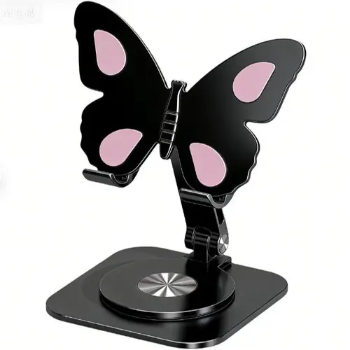【Summerwins】Joytutus Multifunctional Aluminium Alloy Butterfly Mobile Phone Holder Stand - 360° Rotate, Compact, Folding, Adjustable Mount for Smartphones, Portable Tabletop Desk Gadgets Selfie Accessory,toolupgrade