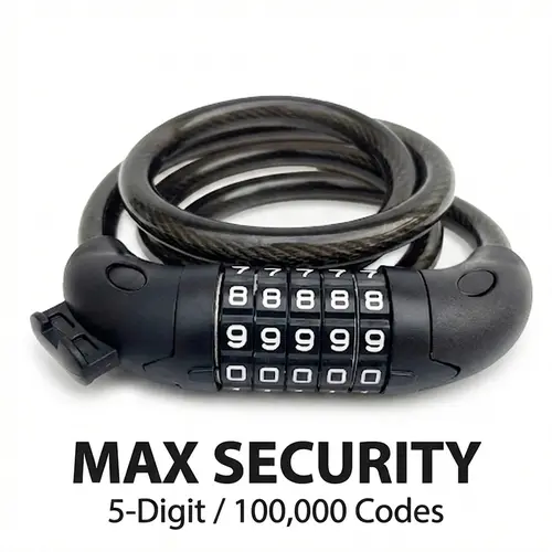 Eskute 5-Digit Bike Lock Cable, 4ft Heavy Duty Anti-Theft Combination Lock for E-Bike, Scooter, Motorcycle, Gate & Fence Mountain E Bike, Bicycle Lock, Mountain Bike, Cycling Gear