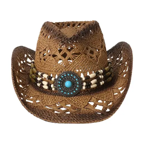 DealsForYouDays Women's Straw Blend Hollow-Out Hats - 5.5" Brim, Lightweight, Suitable for Beach Vacation, Beach Wedding, Party (Sports & Outdoor Accessory), Outfits
