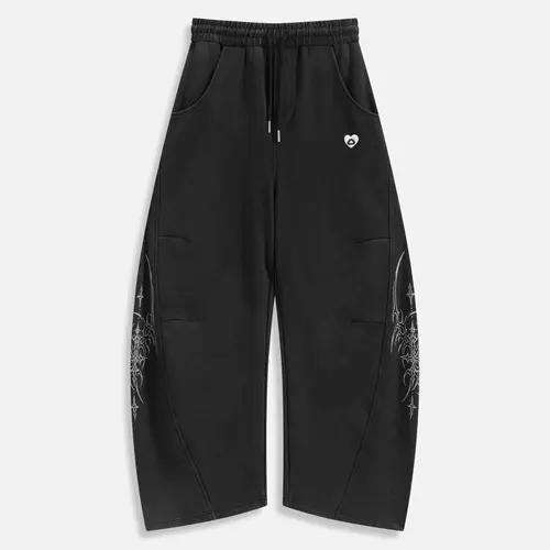 AELFRIC EDEN Men's Gothic Streetwear Baggy Sweatpants - Barrel Leg Athleisure Joggers with Blade Graphic Print, Drawstring Waist, Vintage Men's Clothing for Gothic Street Look (Blade Graphic Adds Edge),sohochic