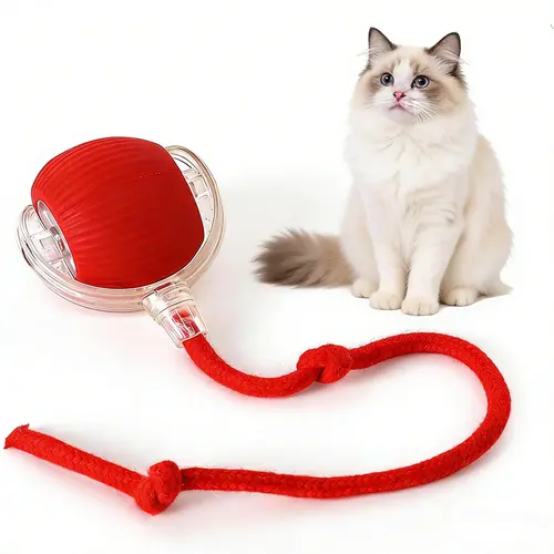 Smart Automatic Cat Ball Toy - Eco-Friendly Eco-Soft Shell, Built-In Smart Sensors, Self-Navigating, Silicone Wave Texture, Gentle Yet Indestructible, Soft on Paws/Nose, Indoor Interactive Sensory Ball/Chaser with Upgraded Speedy Tail Accessory for Kitty