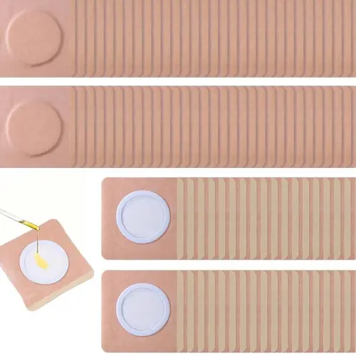50pcs Disposable Castor Oil Pack Wrap Belly Button(Oil Not Included), Castor Oil Patches Self-Adhesive CastorOil Wrap Organic Cotton Easy to Use,Skin-Color Traditional Water Proof