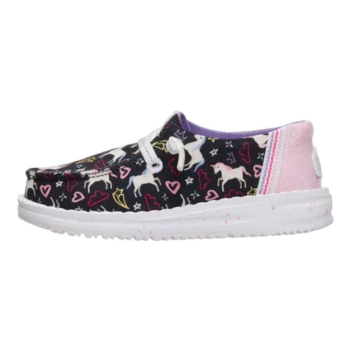 HEYDUDE Wendy Toddler Unicorn Stars - Comfortable Slip on Shoes for Girls High Top Sneaker Trainer