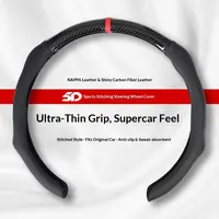 SE SUPEREVER Carbon Fiber Microfiber PU Leather Elastic Automotive Steering Wheel Cover - Anti-Slip Lining, Durable Protective Design, Perfect Fit, Car Steering Wheel Insert Accessories, Auto Accessories, Durable Cover for Daily Use