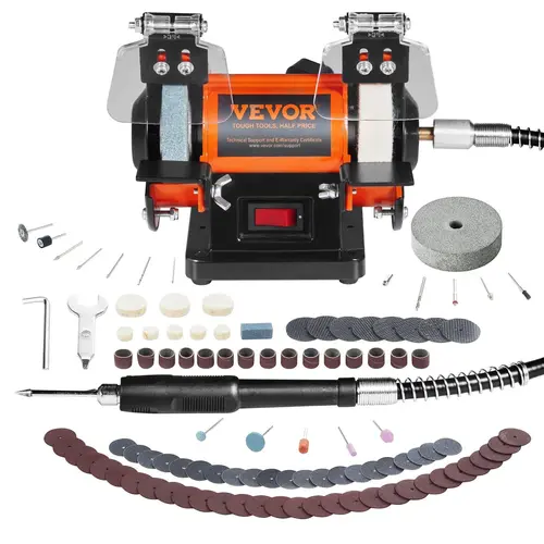 【Back to School】VEVOR Rotary Buffer Polisher Kit - Buffer Polishing Tools, Grinding Polishing Machine for Metal/Jewelry, 3590RPM, Wool & Abrasive Wheels, 100 Tools for DIY Projects, Power Work Gadgets