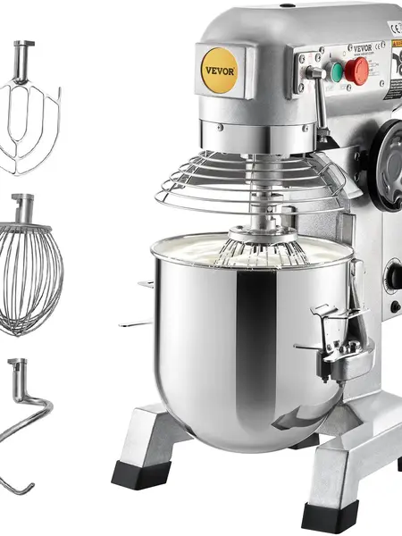 【Back to School】VEVOR 15Qt Bowl Commercial Food Mixer, 500W Heavy-Duty Electric Mixer for Restaurants & Hotels, Kitchen Accessories with 3 Adjustable Speeds (113/184/341 RPM), Timing Function, Stainless Steel Bowl, Dough Hook & Whisk, Commercial Kitchens