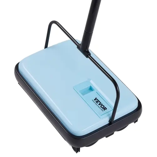【Back to School】VEVOR Manual Carpet Sweeper - Office & Household Floor Cleaner with 6.7 in Cleaning Width, 300ml Dustbin, Bend-Free Handle, User-Friendly Design for Pet Hair & Dust Pickup, Blue, Clean Floors Solution