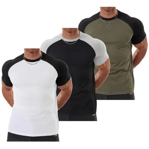 STREVATE Men's Raglan Sleeve Tee, Arm-Enhancing Sleeves, Lightweight & Breathable, Universal Fit Design