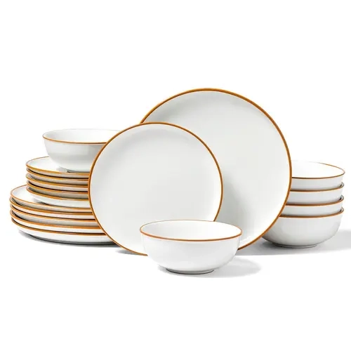 VEVOR Multi-Size Tableware Set, Service for 6 (18 PCS) Round Scratchproof Ceramic Plates & Bowls, Dishwasher & Microwave Safe, for Everyday Use & Gatherings, White
