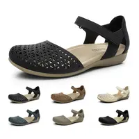 Rihero Orthopedic Closed-Toe Flat Shoes for Women - Elegant Classy Sandals with Breathable Hollow-Out Design, Comfy Arch Support, Adjustable Strap, Non-Slip Sole - Ideal for Work, Vacation,sohochic