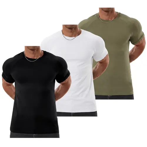 STREVATE Men's Raglan Sleeve Tee, Athletic Tapered Fit, Arm-Enhancing Sleeves, Menswear Wrinkle-Resistant Stretch Fabric Gym Workout T-Shirt Fitness Running Tops